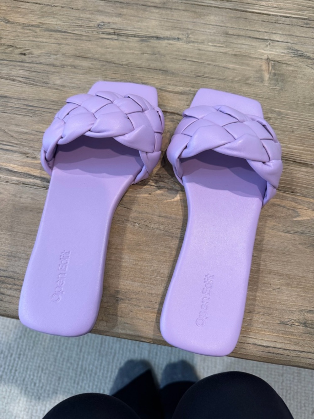 Open Edit Lavender Braided Slide Sandals